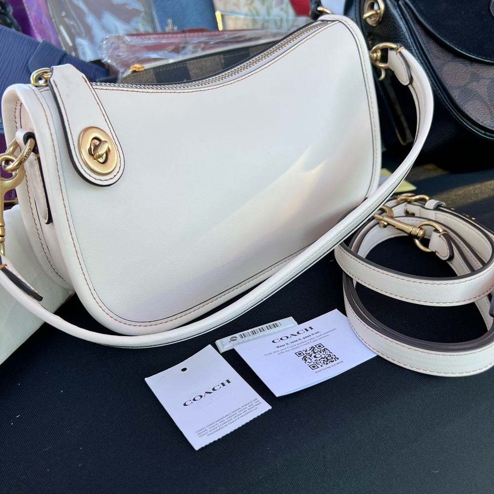 Coach Swinger Bag White Leather Shoulder Bag NWT - Picture 13 of 17